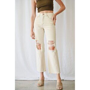 Mica Denim Sz. 26 NWT Destroyed Knees Super High Dad Jeans